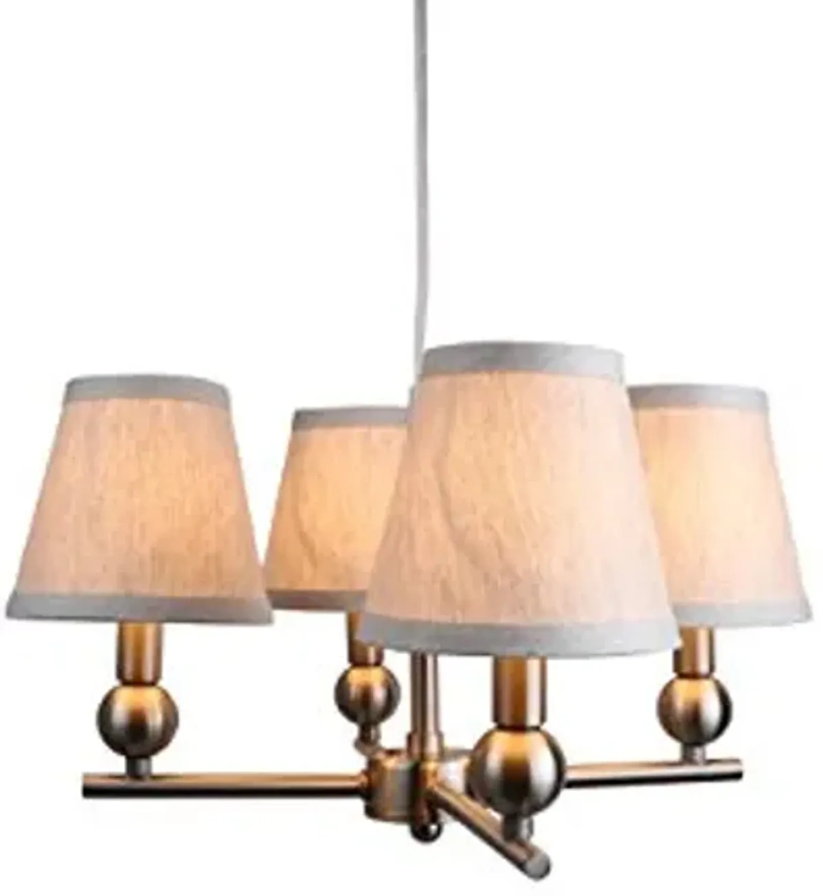 Urbanest Portable Zio 4-Light Chandelier with Oatmeal Linen Shades, Brushed Nickel Finish