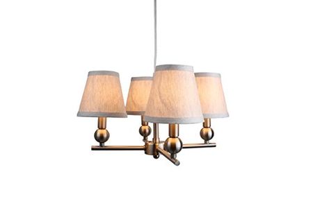 Urbanest Portable Zio 4-Light Chandelier with Oatmeal Linen Shades, Brushed Nickel Finish