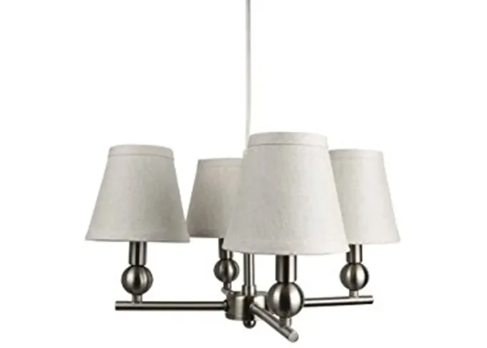 Urbanest Portable Zio 4-Light Chandelier with Oatmeal Linen Shades, Brushed Nickel Finish