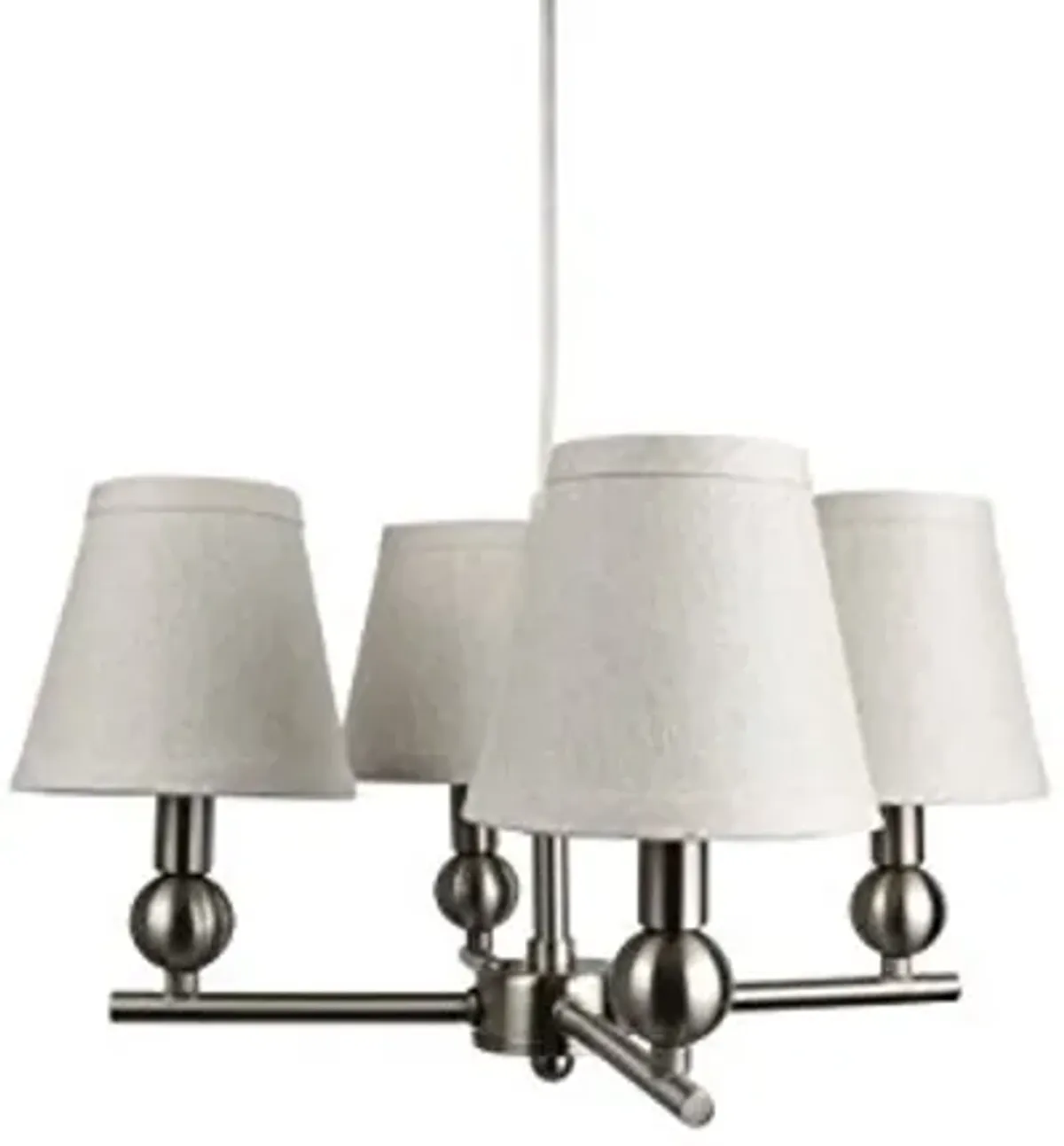 Urbanest Portable Zio 4-Light Chandelier with Oatmeal Linen Shades, Brushed Nickel Finish