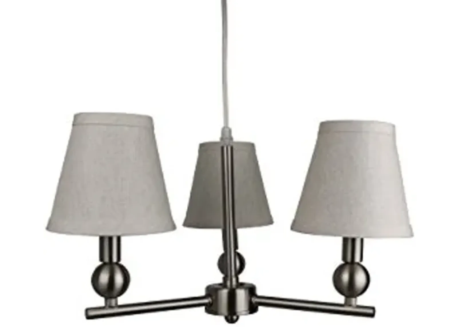 Urbanest Portable Zio 3-Light Chandelier with Oatmeal Linen Shades, Brushed Nickel Finish