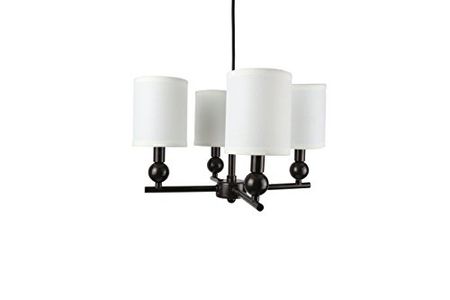 Urbanest Portable Zio 4-Light Chandelier with Off White Linen Shades, Oil-Rubbed Bronze Finish
