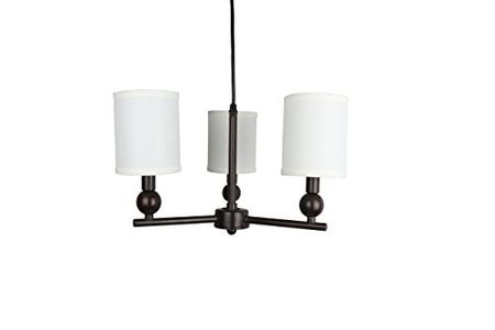Urbanest Portable Zio 3-Light Chandelier with Off White Linen Shades, Oil-Rubbed Bronze Finish
