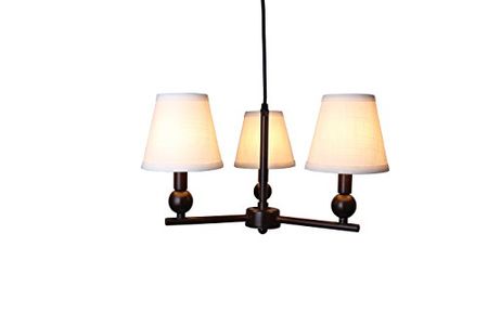 Urbanest Portable Zio 3-Light Chandelier with Off White Linen Hardback Shades, Oil-Rubbed Bronze Finish