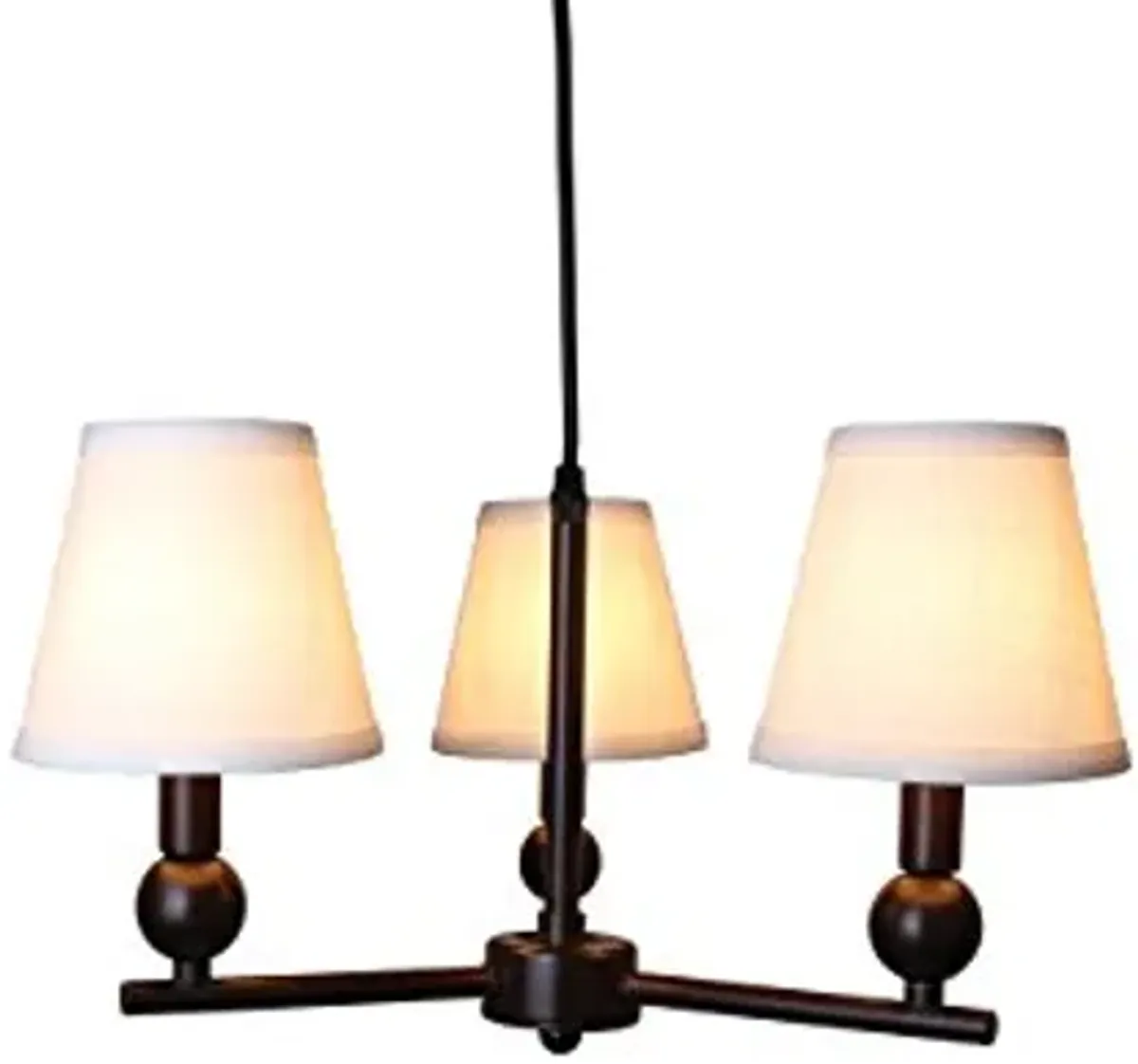 Urbanest Portable Zio 3-Light Chandelier with Off White Linen Hardback Shades, Oil-Rubbed Bronze Finish