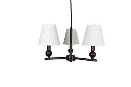 Urbanest Portable Zio 3-Light Chandelier with Off White Linen Hardback Shades, Oil-Rubbed Bronze Finish
