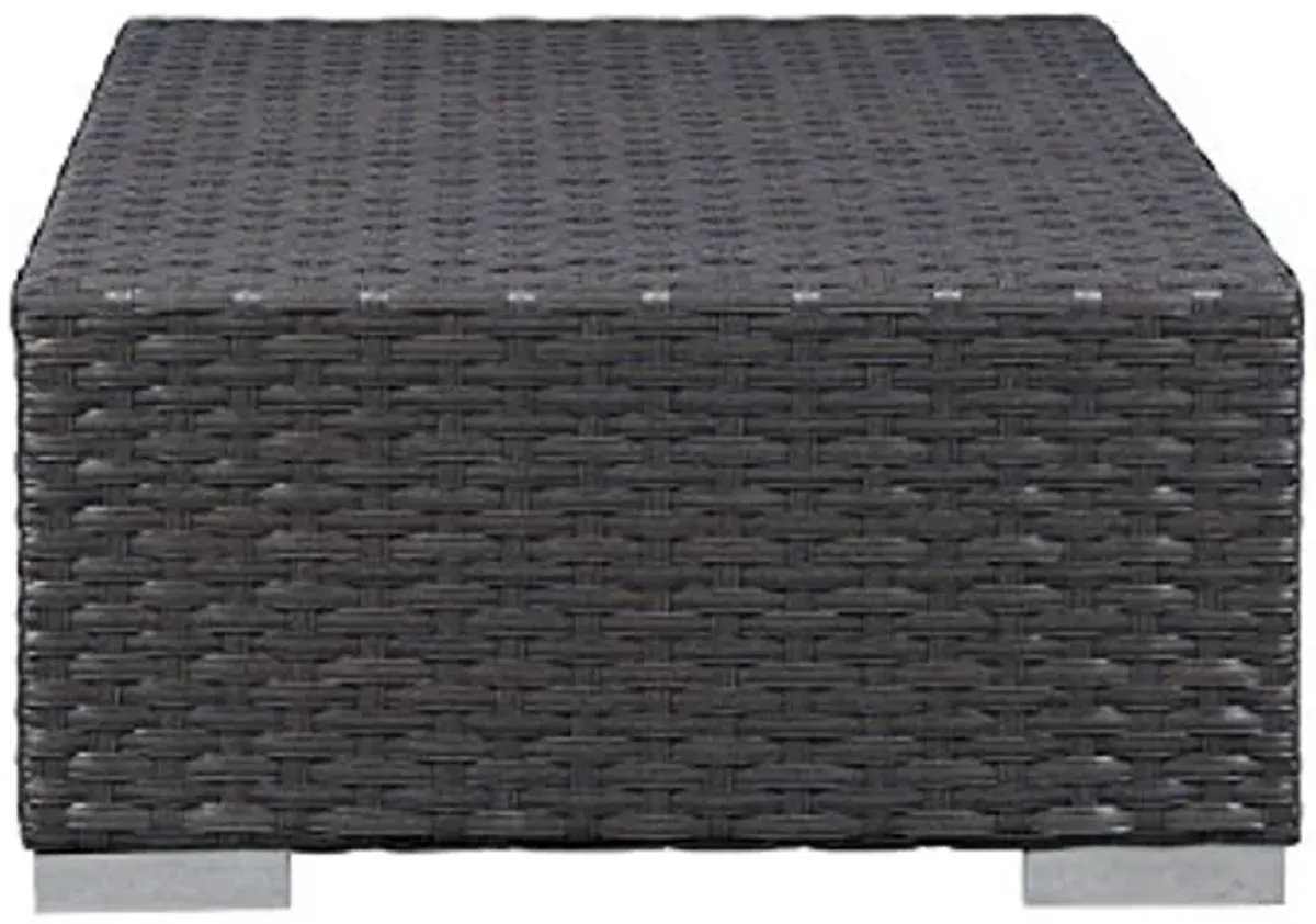 Modway Sojourn Wicker Rattan Outdoor Patio Sunbrella Fabric Ottoman in Canvas Navy