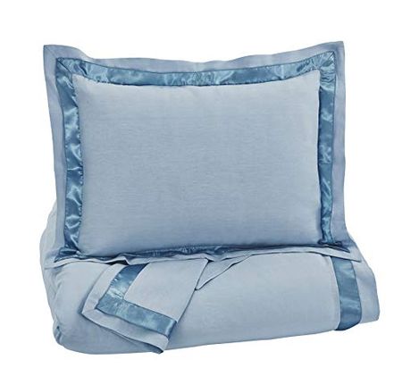 Ashley Furniture Signature Design - Farday Duvet Cover Set - Includes Duvet & 2 Shams - King Size - Soft Blue