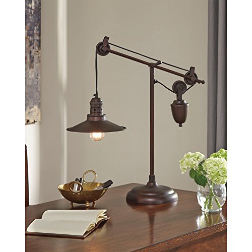 Signature Design by Ashley Kylen Urban Industrial 29.5" Metal Desk Lamp with Adjustable Arm & Shade, Bronze