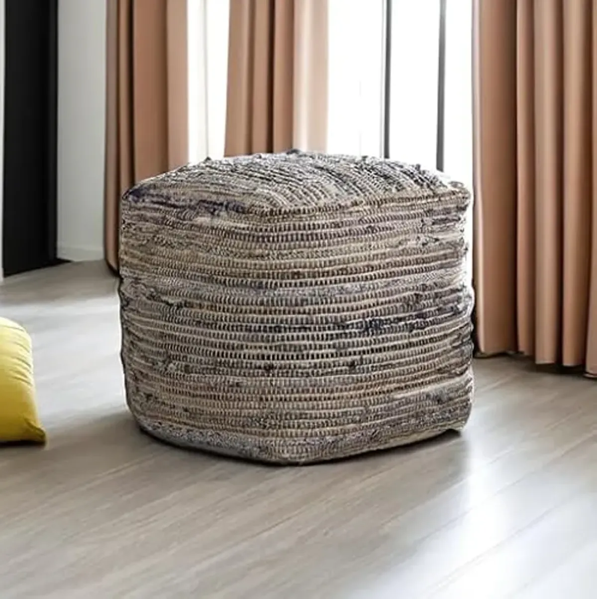 Signature Design by Ashley Absalom Hemp Pouf, 16 x 16 Inches, Multicolored