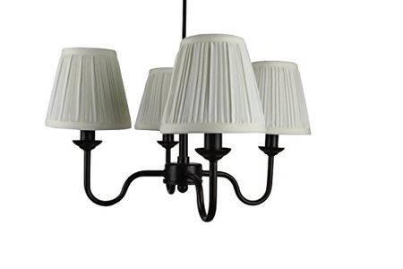 Urbanest Portable Shire 4-Light Chandelier with Eggshell Mushroom Pleated Shades, Oil-Rubbed Bronze Finish