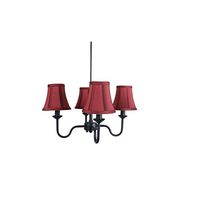 Urbanest Portable Shire 4-Light Chandelier with Burgundy Silk Bell Shades, Black Finish