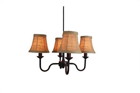 Urbanest Portable Shire 4-Light Chandelier with Burlap Bell Shades, Black Finish