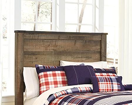 Signature Design by Ashley Trinell Rustic Panel Headboard, Full, Warm Brown