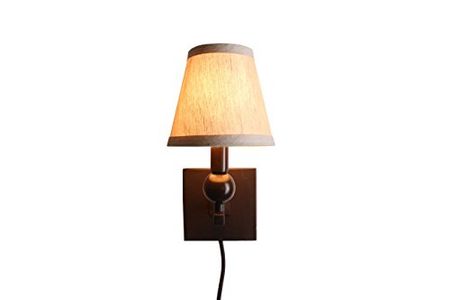 Urbanest Zio Single Bulb Cord Wall Sconce with Oatmeal Linen Hardback Shade, Oil-Rubbed Bronze Finish