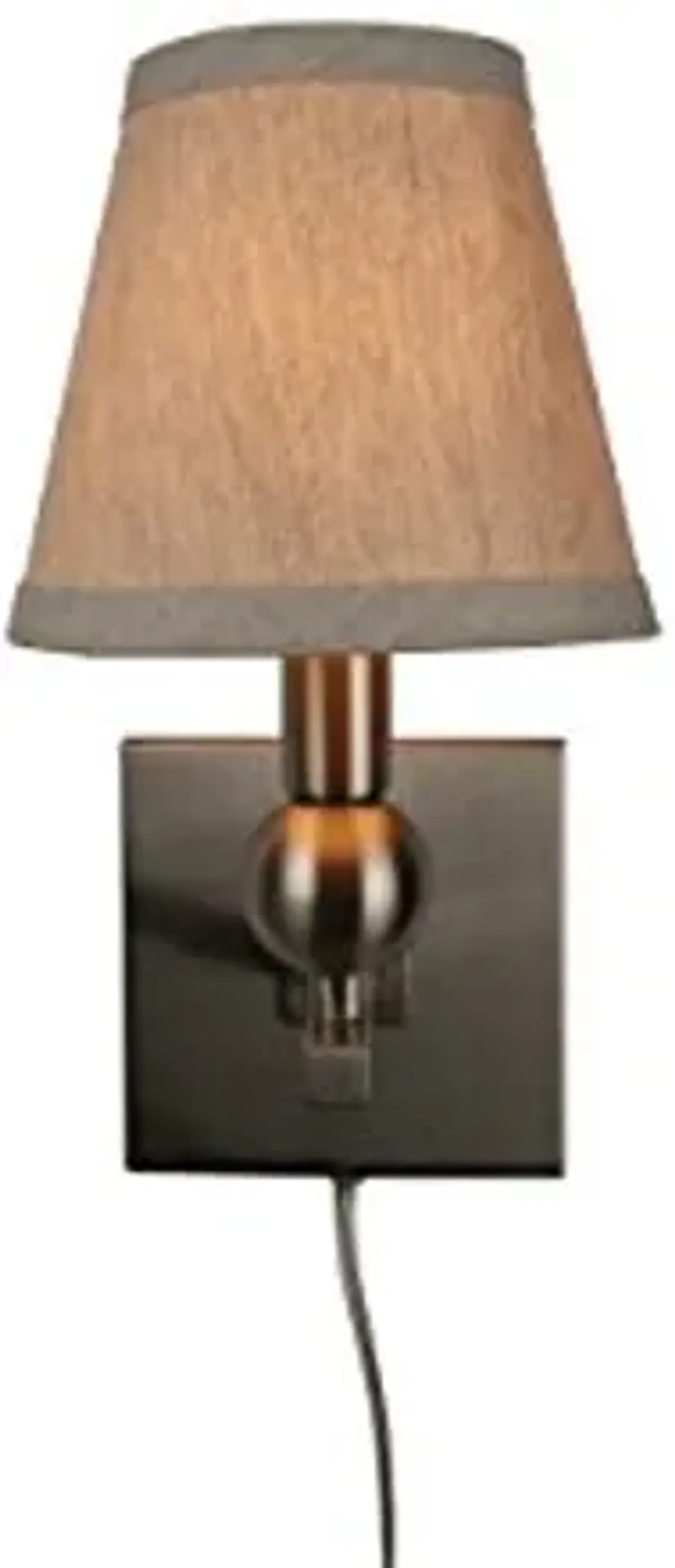 Urbanest Zio Single Bulb Cord Wall Sconce with Oatmeal Linen Hardback Shades, Brushed Nickel Finish