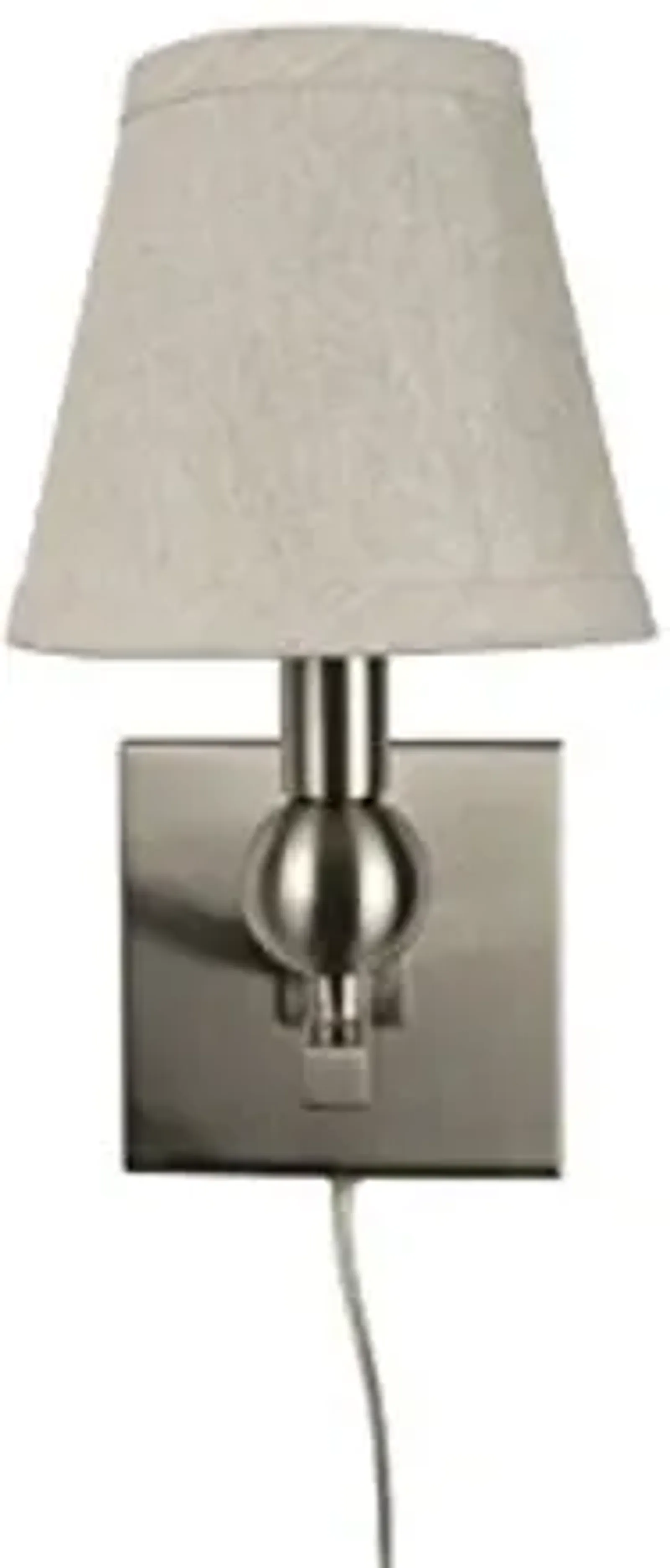 Urbanest Zio Single Bulb Cord Wall Sconce with Oatmeal Linen Hardback Shades, Brushed Nickel Finish