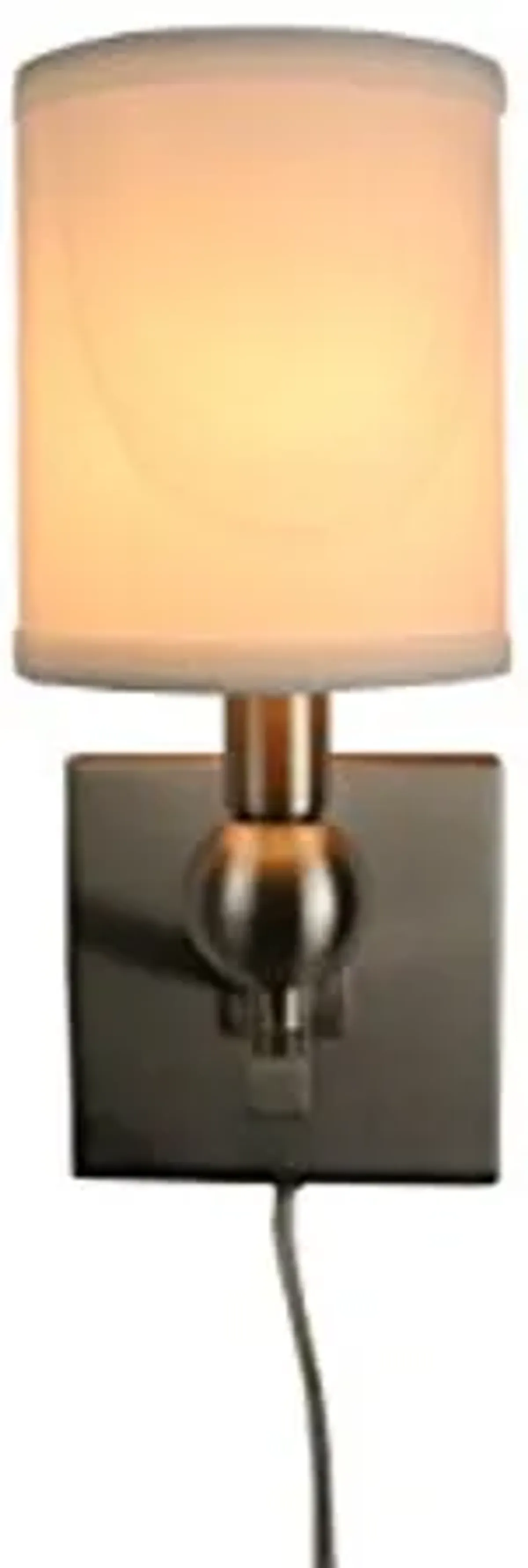 Urbanest Zio Single Bulb Cord Wall Sconce with Off White Linen Shades, Brushed Nickel Finish