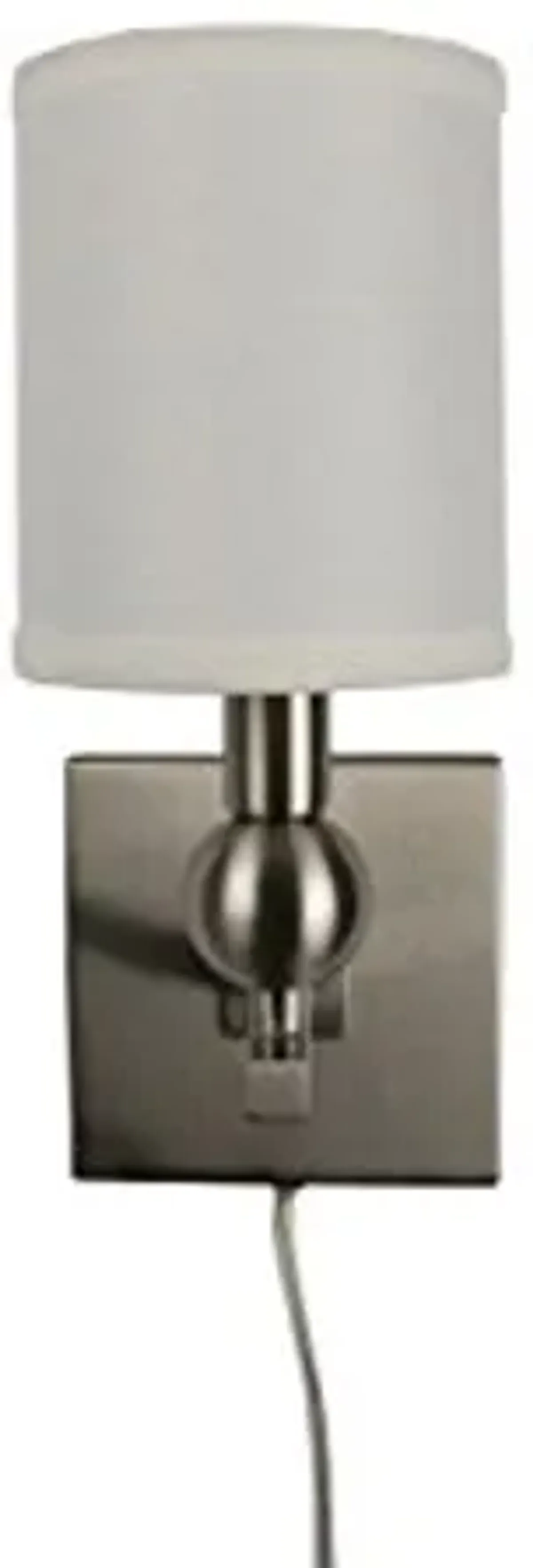 Urbanest Zio Single Bulb Cord Wall Sconce with Off White Linen Shades, Brushed Nickel Finish