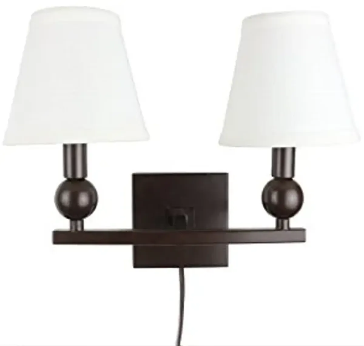 Urbanest Zio Double Bulb Cord Wall Sconce with Off White Linen Hardback Shade, Oil-Rubbed Bronze Finish