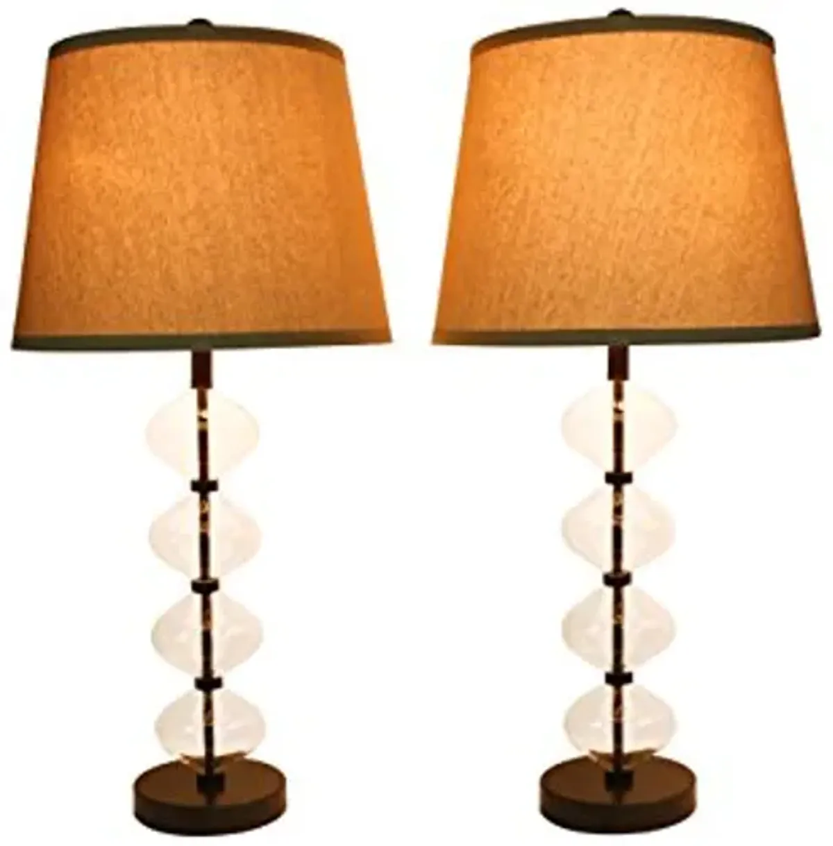 Urbanest Set of 2 Beautor Table Lamps in Oil-Rubbed Bronze and Glass with Natural Linen Shades