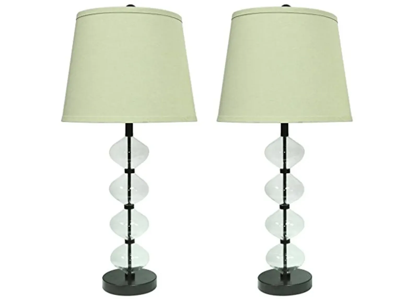 Urbanest Set of 2 Beautor Table Lamps in Oil-Rubbed Bronze and Glass with Natural Linen Shades