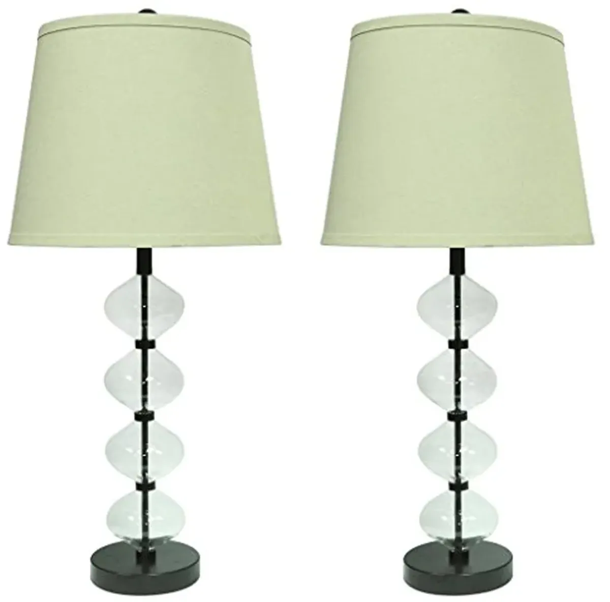 Urbanest Set of 2 Beautor Table Lamps in Oil-Rubbed Bronze and Glass with Natural Linen Shades