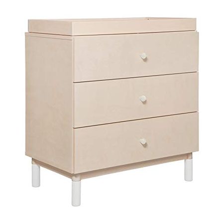 Babyletto Gelato 3-Drawer Changer Dresser with Removable Changing Tray in Washed Natural and White, Greenguard Gold Certified