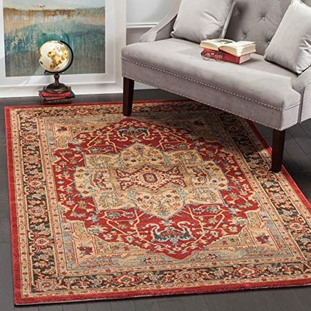 SAFAVIEH Mahal Collection 3' x 5' Natural / Navy MAH625B Traditional Oriental Non-Shedding Living Room Bedroom Accent Rug