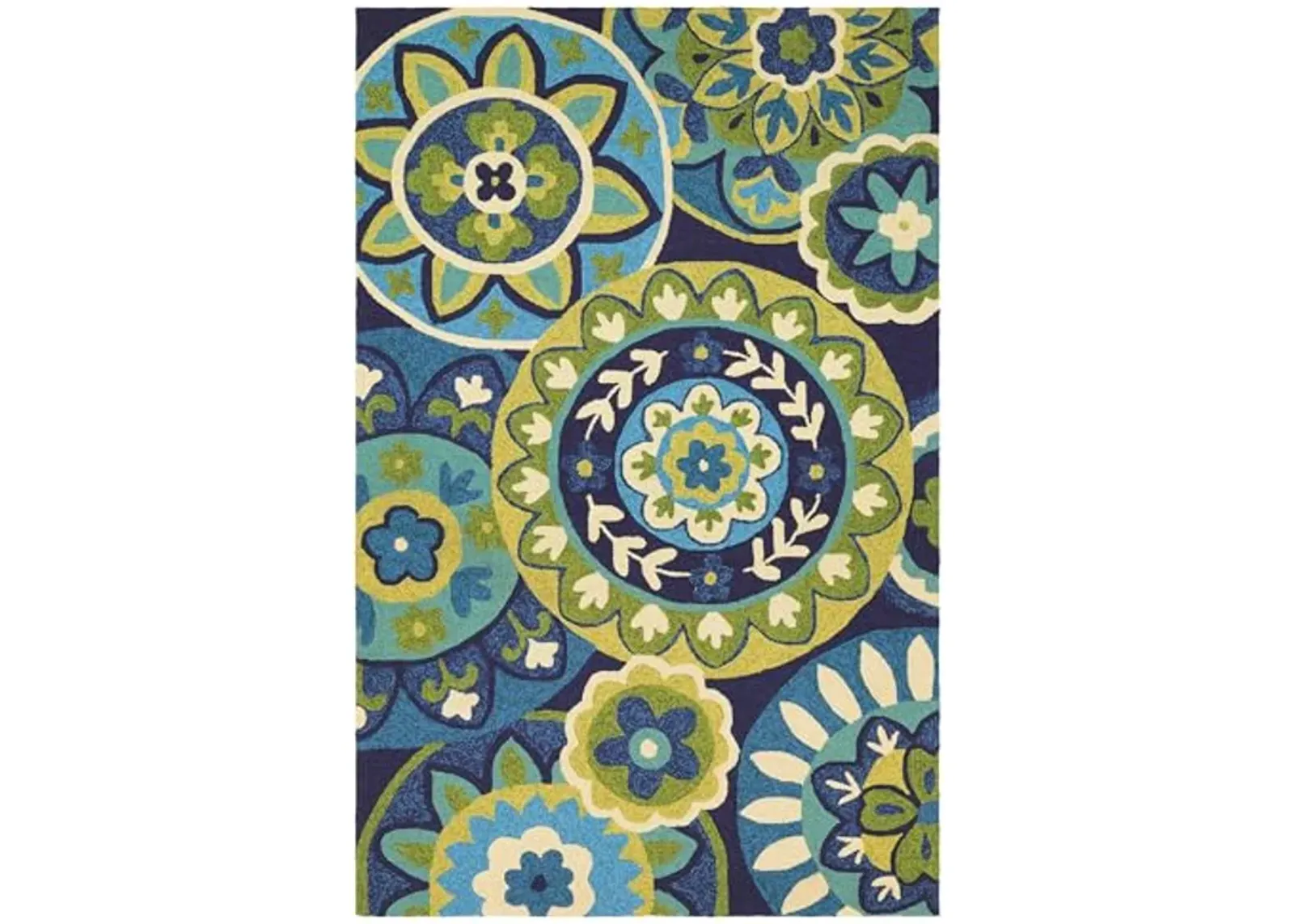 Couristan Covington Outdoor Rug - Rip Tide 2' X 4' Rectangle in Ocean Blue and Green Color, Handmade, Floral, Patio and Home Decor