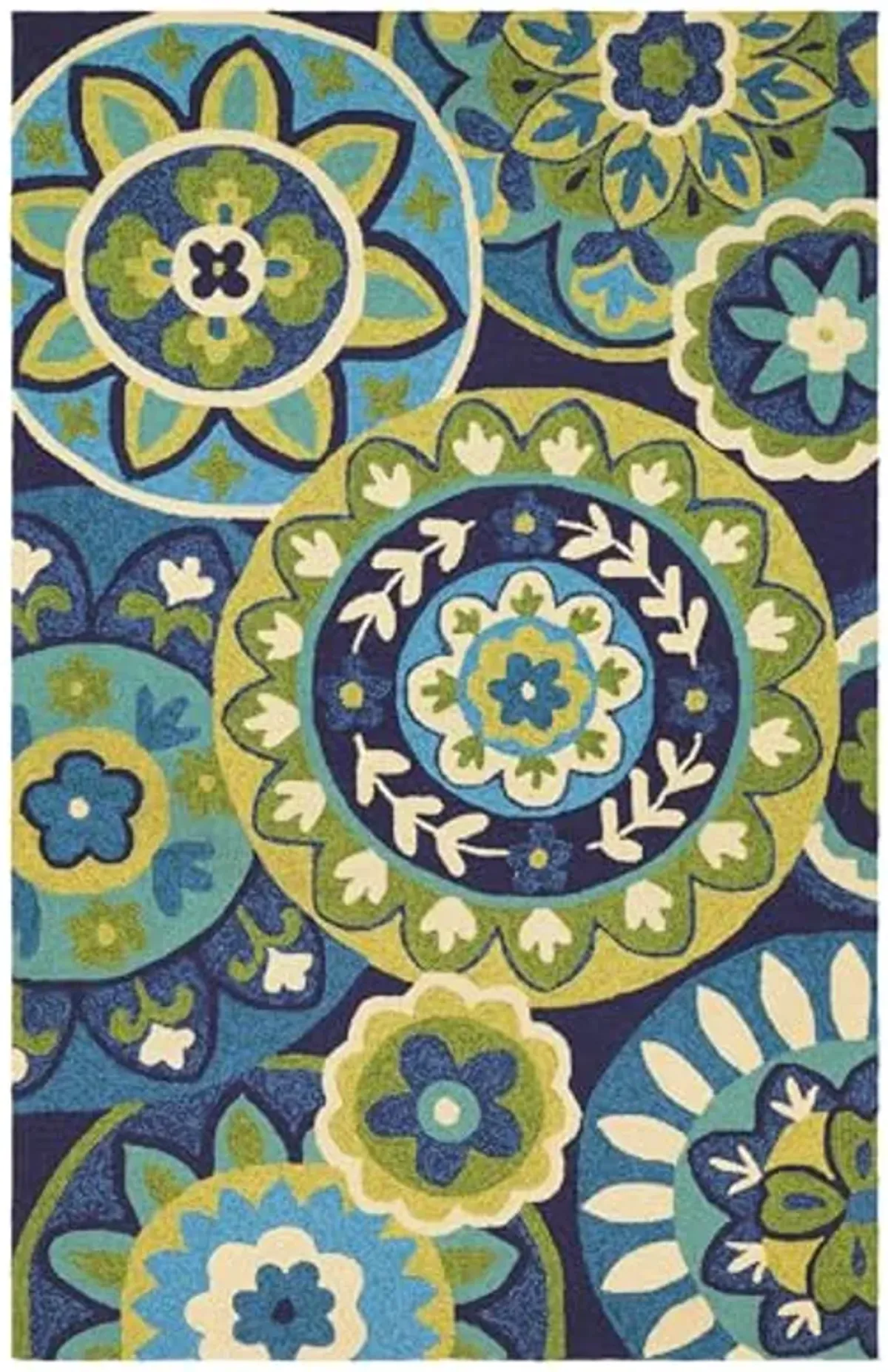 Couristan Covington Outdoor Rug - Rip Tide 2' X 4' Rectangle in Ocean Blue and Green Color, Handmade, Floral, Patio and Home Decor