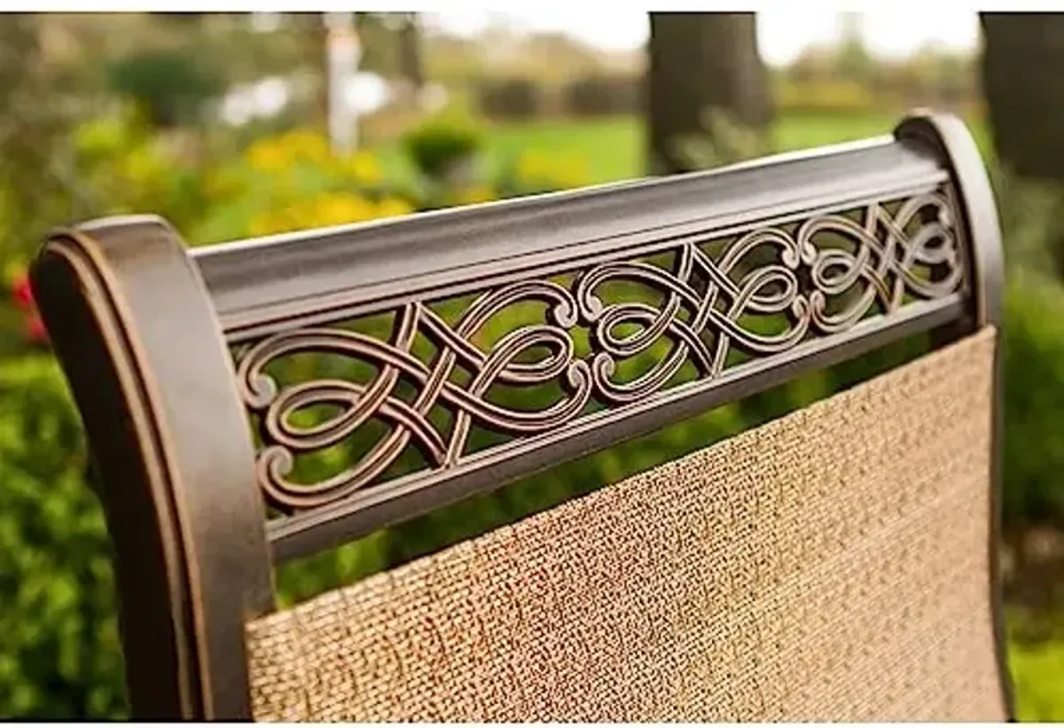 Hanover Manor 5-Piece Outdoor Dining Set with 4 PVC Sling Dining Chairs and Aluminum 48" Round Dining Table, Rust-Resistant Aluminum, All-Weather Patio Dining Set for 4