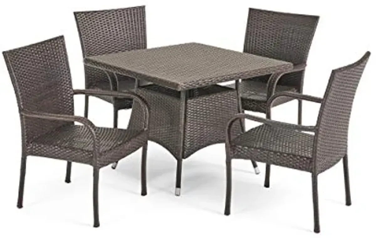 Christopher Knight Home Wesley Outdoor Wicker Dining Set, 5-Pcs Set, Multibrown