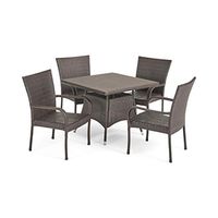 Christopher Knight Home Wesley Outdoor Wicker Dining Set, 5-Pcs Set, Multibrown