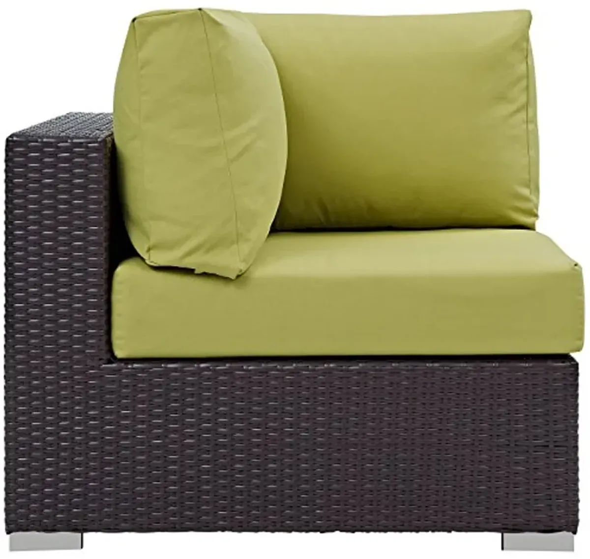 Modway Convene Wicker Rattan Outdoor Patio Sectional Sofa Corner Seat in Espresso Peridot