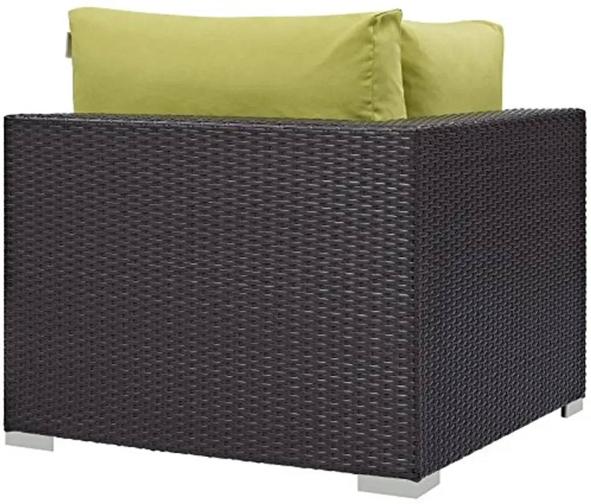 Modway Convene Wicker Rattan Outdoor Patio Sectional Sofa Corner Seat in Espresso Peridot