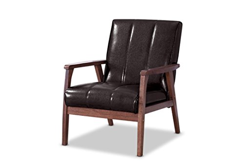 Baxton Studio BBT8011A2-Brown Living-Room-Chairs, Medium, Leather, Dark Brown