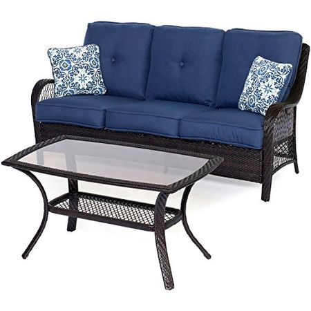 Hanover Orleans 2-Piece Patio Set in Navy Blue Outdoor Furniture