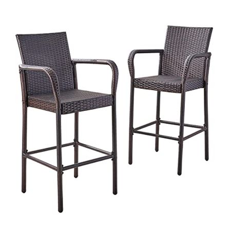 Christopher Knight Home Stewart Outdoor Bar Stool, Set of 2, Brown
