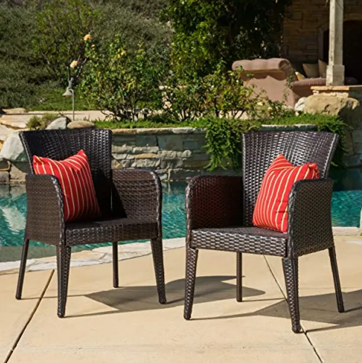 Christopher Knight Home Anaya Outdoor Wicker Dining Chairs, 2-Pcs Set, Multibrown