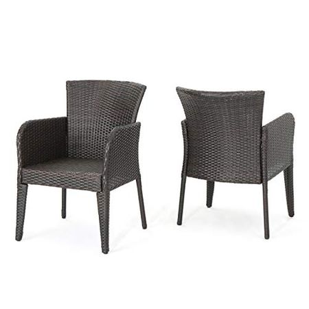 Christopher Knight Home Anaya Outdoor Wicker Dining Chairs, 2-Pcs Set, Multibrown