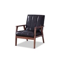Baxton Studio BBT8011A2-Black Living-Room-Chairs, Medium, Leather, Black