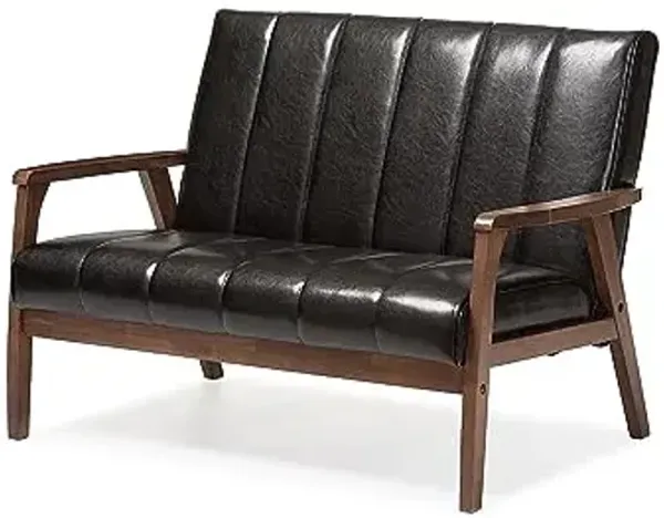 Baxton Studio BBT8011A2-Black Loveseat Love Seats, 29.45LX44.66WX31.59H, Black