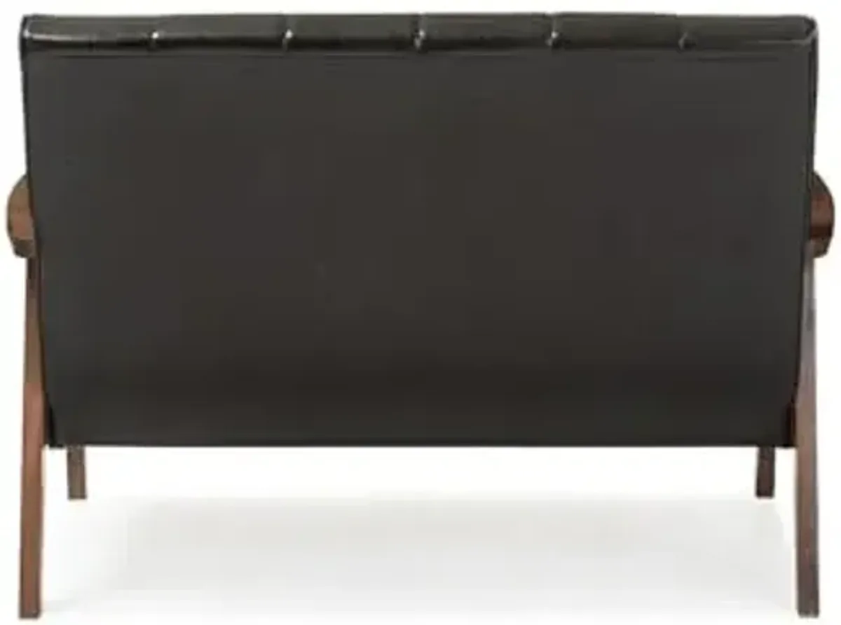 Baxton Studio BBT8011A2-Black Loveseat Love Seats, 29.45LX44.66WX31.59H, Black
