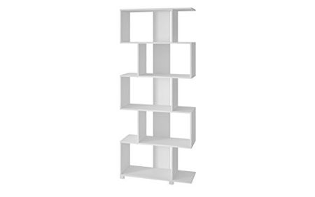 Manhattan Comfort Petrolina Collection Modern Decorative Free Standing Open Z-Shelf Style Bookcase, White