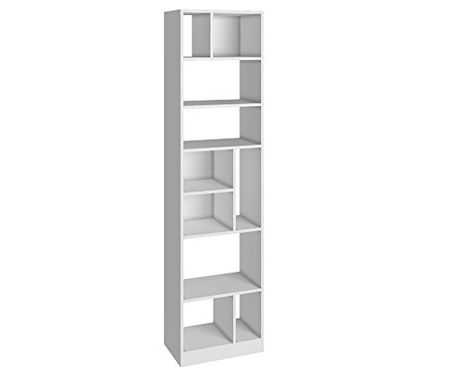 Manhattan Comfort Valenca 4.0 Collection Modern Tall Free Standing Decorative 10 Open Shelf Style Bookcase, White