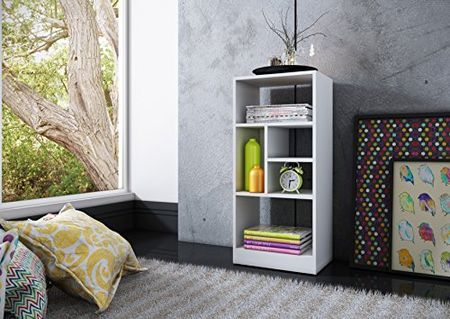 Manhattan Comfort Valenca 2.0 Collection Modern Decorative Free Standing 5 Shelf Bookcase with Open Shelf Design, White