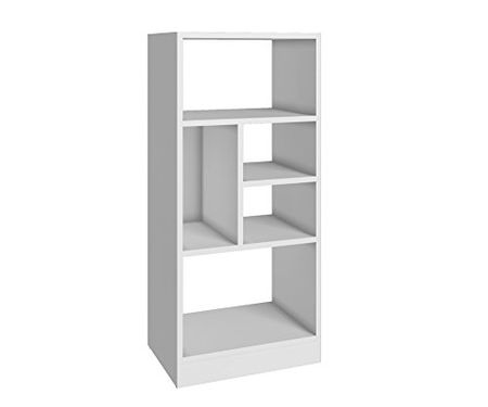 Manhattan Comfort Valenca 2.0 Collection Modern Decorative Free Standing 5 Shelf Bookcase with Open Shelf Design, White