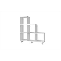 Manhattan Comfort Cascavel Collection Sophisticated Wall Mounted Stair Cubby with 6 Cubed Shelves, White