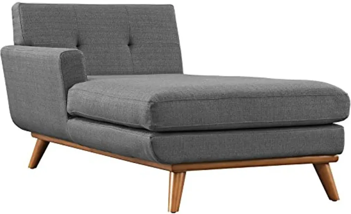 Modway Engage Mid-Century Modern Upholstered Fabric Left-Arm Chaise in Gray